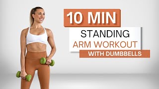 10 min STANDING ARM WORKOUT | With Dumbbells | Biceps, Triceps and Shoulders | Zero Pushups