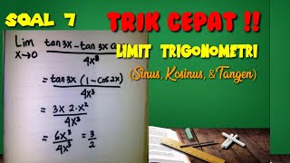 Limit Fungsi Trigonometri Mengandung Sinus cosinus dan tangen | Cara Cepat | Part 2