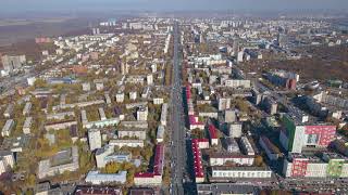 Уфа с высоты 480 метров // Проспект Октября, Фирма Мир, Галле с квадрокоптера