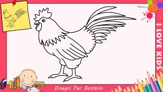 Come disegnare un pollo (gallo) FACILE passo per passo per bambini 6