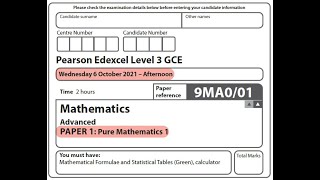 Edexcel A Level Maths - October 2021 - Pure Paper 1