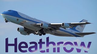 ✈ AIR FORCE ONE Departs Heathrow! | VC-25A, C-32, VH-3D Sea King, SA 330 Puma