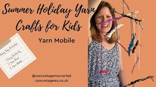 Whimsical Yarn and Stick Mobile!  Easy Outdoor Craft for Kids (Summer Holiday Yarn Activity)