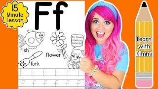 Letter F Color & Trace Worksheet Lesson and Tutorial | Learn with Kimmi The Clown ABC Coloring Book