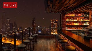 Smooth Sax Jazz Bar ~ Rooftop Ambience with Soothing Jazz Music for Relaxing, Studying, Working Late