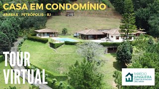 Casa linear em condomínio de luxo em Araras, Petrópolis, RJ | Tour virtual completo