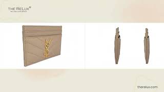 YSL Saint Laurent Grain De Poudre Matelasse Chevron Monogram Card Case | The Relux