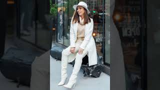 most attractive white jackets/White boots ideas/ladies white outfit/thigh boots/knee boots#fashion