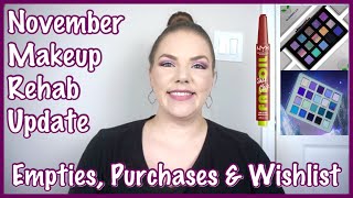 NOVEMBER 2023 MAKEUP REHAB| Empties, Purchases & Wishlist Updates