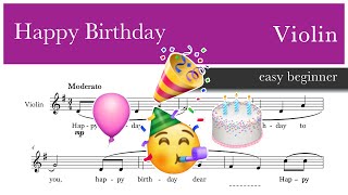 Happy Birthday – Violin sheet music – Easy Beginner