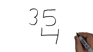 Drawing With Number 354 easy. How to Draw Elephant easy with number 354.