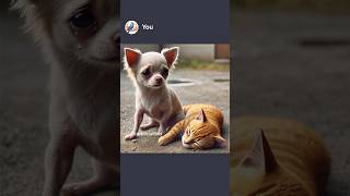 Cute cat spends time with chihuahua #cat #cute #kitten #funny #catlover #kitty