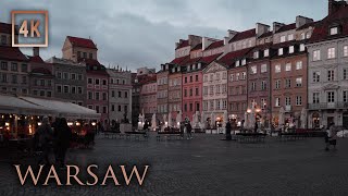 Moody Autumn Walk in Warsaw Old Town & Nowy Świat after the Rain - Warsaw Poland - 4K City Walk