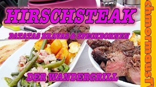 Hirschsteaks mit Patatas bravas & Speckbohnen - Der Wandergrill, das Original! 3 -