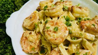 THE BEST SHRIMP ALFREDO PASTA RECIPE | FETTUCCINE PASTA