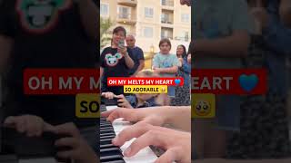 MELTS MY HEART ❤️💙🥹 3-YEAR-OLD LITTLE GIRL & STREET PIANIST 😲🫢 #viralnow #myheartwillgoon #shorts