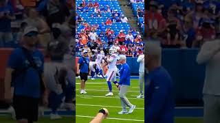 Josh Allen warm up