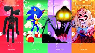 Siren Head vs Sonic the hedgehog exe vs House Head vs Miss Delight popy play time Tiles Hop EDM Rush