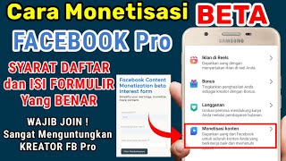 CARA MONETISASI BETA FACEBOOK PRO & SYARAT DAFTAR BETA FB PRO, MONETISASI FACEBOoK,MONETISASI FB PRO