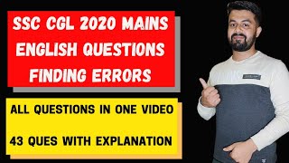 SSC CGL 2020 MAINS ENGLISH FINDING ERROR QUESTIONS SOLUTIONS | Previous year question | Mains 2020 |