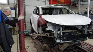 Lexus NX ровняем перед на стапеле.   Body repair Lexus NX.