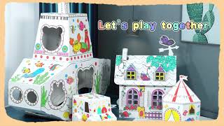 3D Painting Graffiti on Cardboard Houses for Children