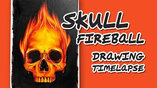 Drawing A Skull Fireball - Timelapse (#Shorts)