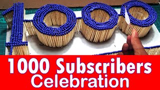 1000 subscribers celebration with Matchsticks chain reaction, Match stick art by Q&S Tube