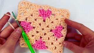 NEW hearts granny square crochet