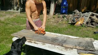 Rare black walnut slab footboard, with oak bow ties!