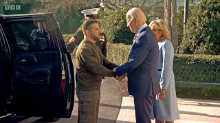 President Zelensky Greeted by President Biden at the White House in Washington, D.C. (4K)