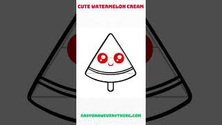 Cute watermelon ice cream drawing #easytodraw #drawingtutorials