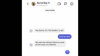 Nigerian latest: see leaked DM of how BURNA BOY is set to be Ist ever Nigerian to headline  MSG, USA