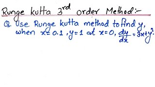 Runge Kutta third order method || R  K 3rd order example