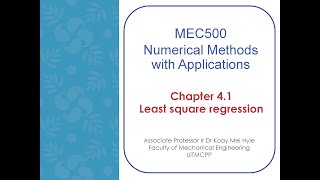 Lecture 4.1 Least square regression for Curve Fitting - An Example