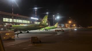 Embraer E 170 S7 Airlines. Взлет, набор, снижение и жестковатая посадка. From IKT to OVB.