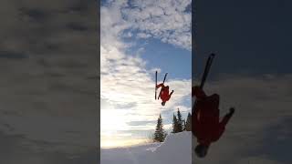 Shredding Pow and doing flips #skiing #flips #pow #shorts #explore #freeski