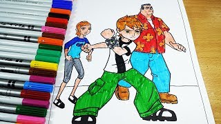 Coloring Pages Ben 10 Gwen Uncle Ben - Coloring Videos Ben 10 Coloring Book 2017