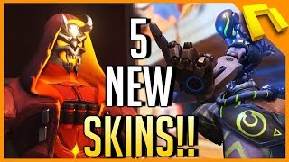 Overwatch - 5 NEW SKINS! McCree, Reaper, Junkrat, Symmetra, & Zenyatta Epic Skins!