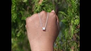 Asscher Cut Lab Grown Diamond Solitaire Pendant @ourosjewels