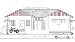 Tutorial cross section View _One Story Villa Home 2D plan Simply Arch.Drawings