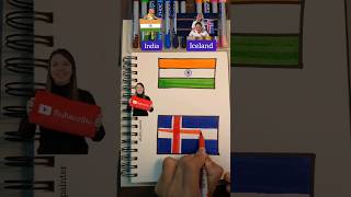 Indian flag 🇮🇳|| Iceland flag 🇮🇸|| Independence day drawing #art #viral #reels #flag #shorts #colors