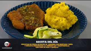 Chuleta empanizada al romero con puré de papa y zapallo |Chuleta de cerdo en salsa de jengibre |Ají