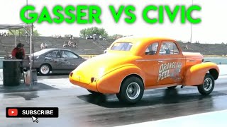 Gasser Vs Honda Civic Drag Race - Import Wars - Great Lakes Dragaway