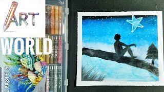 In this video, I'll show you the scenery of Dark Night sky with oil pastels step by step.