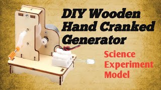 Wooden Hand Cranked Generator Toy Science Experiment Model