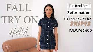 FALL TRY ON HAUL: THE REAL REAL, NET A PORTER, REFORMATION, SKIMS, MANGO & NA-KD.