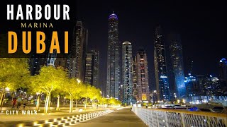 Dubai Harbour Complete Night Walk | Dubai Marina Harbour | 4K | Dubai Tourist Attraction | City Walk