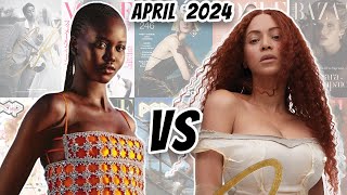 Adut Akech vs. Beyoncé: Fashion Cover BATTLES April 2024