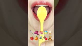 ASMR EMOJI FOOD 🥄🍇🍣🐠🍦🍓🍊🍭🍫🧸이모지 먹방 (sped up)